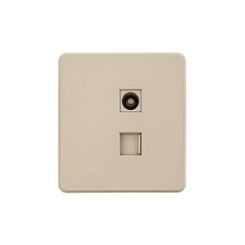 Розетка ROUND компьютерная RJ45 кат6 + TV с/у шелк Kranz KR-78-0722-7