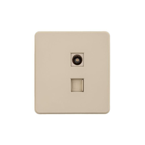 Розетка ROUND компьютерная RJ45 кат6 + TV с/у шелк Kranz KR-78-0722-7