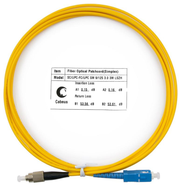 Шнур оптический FOP(s)-9-SC-FC-3m simplex SC-FC 9/125см 3м LSZH Cabeus 7382c