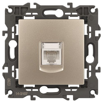 Розетка компьютерная 1-м Elegance 14-3107-04 RJ45 IP20 механизм шампань Эра Б0034305