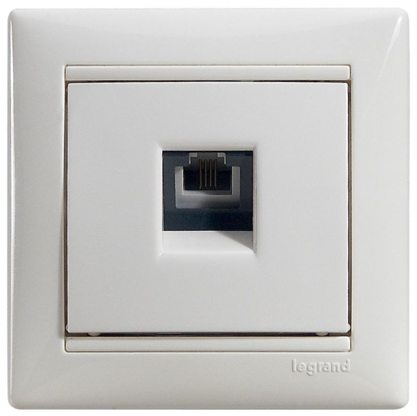 Розетка телефонная 1-м СП Valena RJ11 IP20 4 контакт. механизм бел. IEK 774438