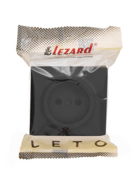Розетка 1-м ОП LETO без заземл. ПБТ черн. бархат LEZARD 752-4200-121B