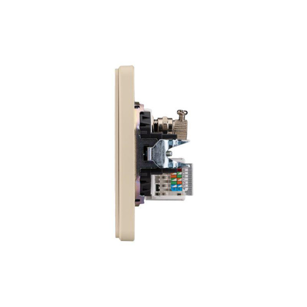 Розетка ROUND компьютерная RJ45 кат6 + TV с/у шелк Kranz KR-78-0722-7