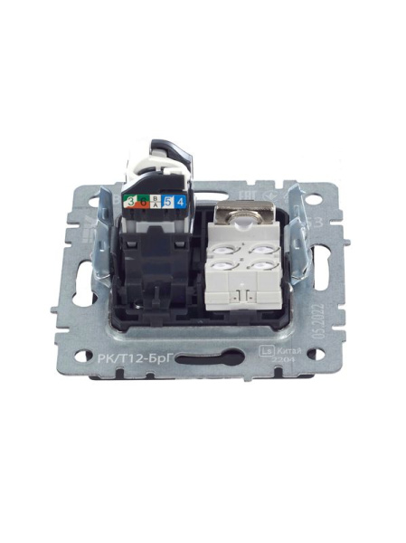 Розетка 2-м СП BRITE RJ11+RJ45 кат.5E РК/Т12-БрГ графит IEK BR-KT20-O-1-K53