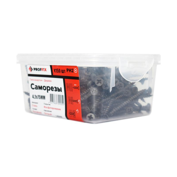 Саморез усиленный гипсокартон-дерево 4.2х75 (TWN) (контейнер) (уп.150шт) Tech-Krep PRO/Zitar 146453
