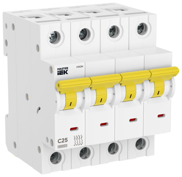 Выключатель автоматический M10N 4P C 25А MASTER IEK MI-M10N-4-C025