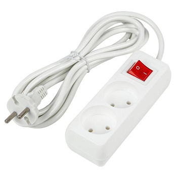 Удлинитель 2х3м без заземл. 10А Ultra S-CU2-3B WHITE бел. Uniel UL-00009992