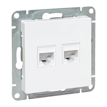 Розетка компьютерная 2-м СП Эпика RJ45 кат.5 механизм бел. EKF UP1-SOW-2RJ45-5