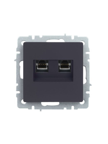 Розетка компьютерная 2-м СП BRITE RJ45 кат.5E РК10-2-БрГ механизм графит IEK BR-K20-1-K53