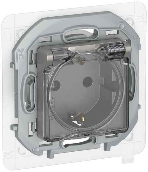 Розетка IEKINSPIRIA 16А IP44 с заземл. с защ. штороками с крышкой дым. IEK 6737471
