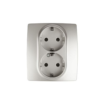 Розетка 2-м СП Эра12 12-2104-15 16А IP20 16AX 250В 2х2P+E Schuko защ. шторки перламутр. Эра Б0019334