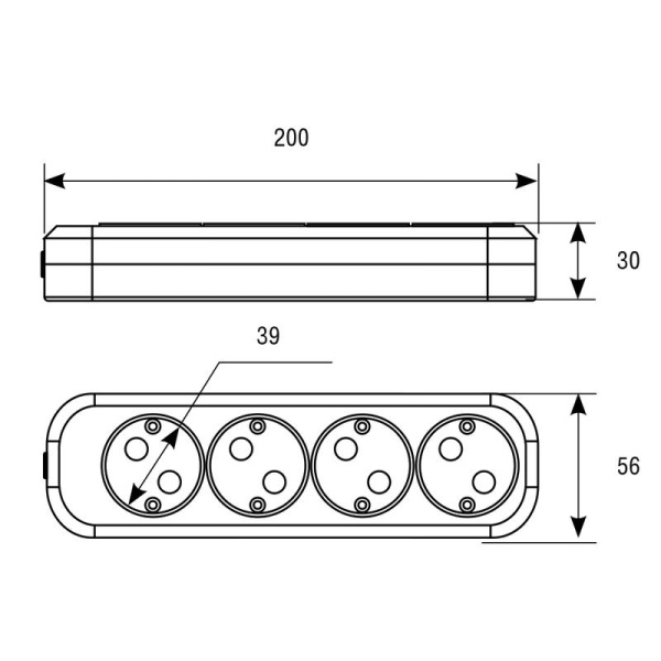 Удлинитель 4х2м 6А IP20 У6-766 ШВВП 2х0.75 UNIVersal 9631942
