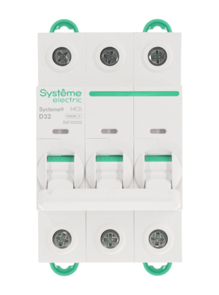 Выключатель автоматический 3п D 32А 10кА Systeme9 400В SE S9F33332