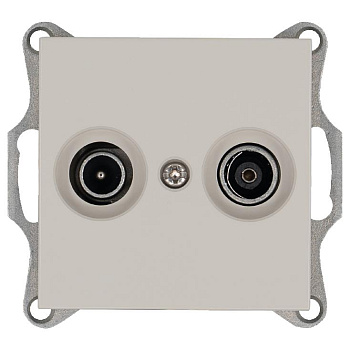 Розетка телевизионная проходная TV + FM 2-м Ф9.5мм механизм тауп Jasmart G6205T