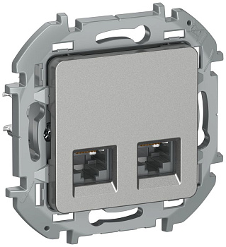 Розетка компьютерная 2-м СП IEKINSPIRIA RJ45 кат.5Е UTP IP20 механизм алюм. IEK 6738371
