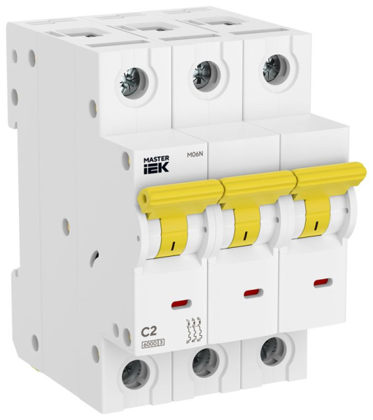 Выключатель автоматический M06N 3P C 2А MASTER IEK MI-M06N-3-C002