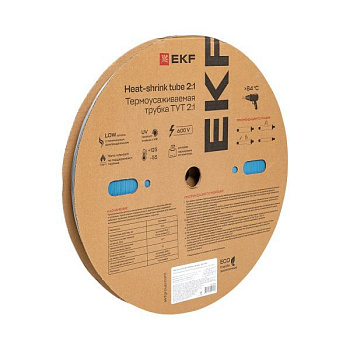 Трубка термоусадочная ТУТ нг 16/8 син. (уп.100м) EKF tut-16-g