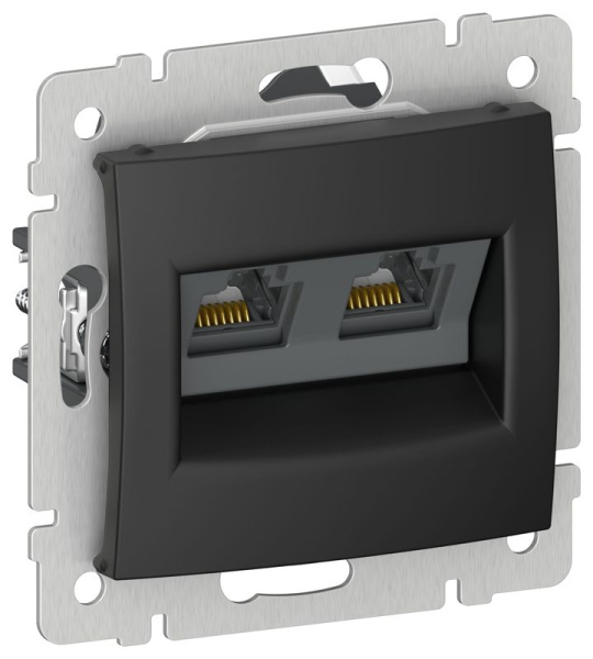 Розетка компьютерная двойная RJ45 кат. 5Е UTP черн. матов. IEKVALENA IEK 6945341