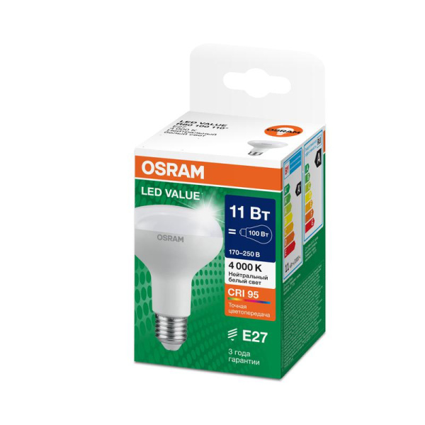 Лампа светодиодная LED G4 Value LVR80100 11W/940 CRI95 11Вт 4000К 1100лм грибовидная матов. E27 170-250В OSRAM 4610590511778