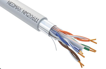 Кабель витая пара F/UTP кат.6 4х2х23AWG (0.57мм) solid CU LSZH нг(А)-HF сер. (NM20611) (уп.305м) NEOMAX 1632640