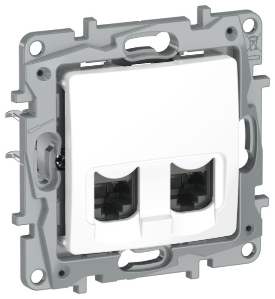 Розетка компьютерная 2-м IEKETIKA RJ45 кат.5Е UTP IP20 бел. IEK 6722551