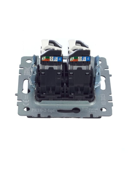 Розетка компьютерная 2-м СП BRITE RJ45 кат.5E РК10-2-БрГ механизм графит IEK BR-K20-1-K53