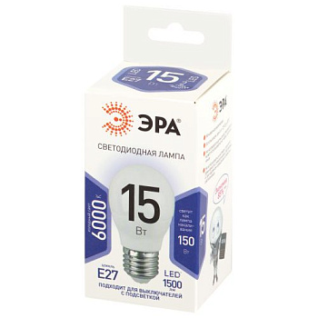 Лампа светодиодная STD LED P45-15W-860-E27 15Вт шар 6000К холод. дневной свет E27 170-265В Эра Б0066833