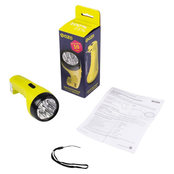 Фонарь аккумуляторный ручной AccuF2-L07-gn 7LED аккум. 4В 0.4А.ч 25проц. (10ч)/100проц. (2.5ч) зел. ФАZА 2857873