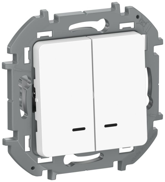 Выключатель 2-кл. 1п 1мод. IEKINSPIRIA 10А IP20 сх5L 10АХ с подсветкой безвинтов. крепл. бел. IEK 6736301