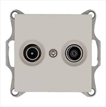 Розетка телевизионная оконечная TV + FM 2-м Ф9.5мм механизм тауп Jasmart G6204T