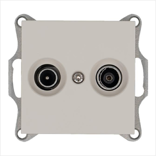 Розетка телевизионная оконечная TV + FM 2-м Ф9.5мм механизм тауп Jasmart G6204T
