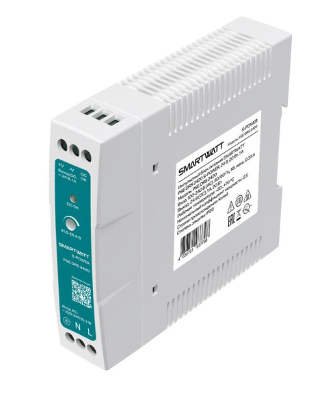 Блок питания импульсный PSE DRS 2420 S-POWER 24В 20Вт 1А SMARTWATT 4512020450014