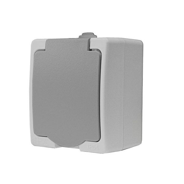 Розетка Аллегро с заземл. защ. шторки с крышкой IP54 сер. UNIVersal 1282