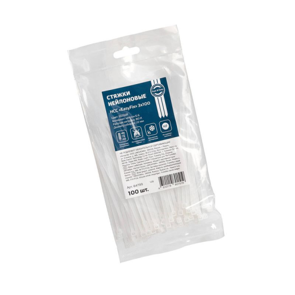 Хомут нейлоновый НСС "EasyFix" 3х100 бел. (уп.100шт) Fortisflex 84799