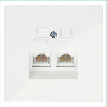 Розетка компьютерная 2-м СП RJ45 кат.5E с накладкой механизм сахара Jasmart FD6106SH