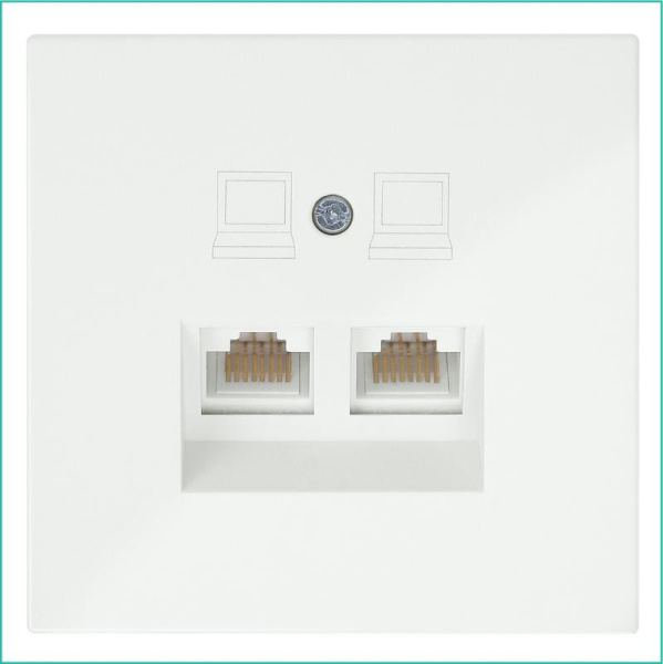 Розетка компьютерная 2-м СП RJ45 кат.5E с накладкой механизм сахара Jasmart FD6106SH