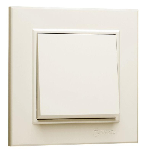 Переключатель проходной 1-кл. СП Karea 10А IP20 крем. Makel 56010020