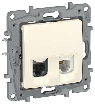 Розетка 2-м СП IEKETIKA RJ11 + RJ45 кат.5E UTP IP20 механизм сл. кость IEK 6723521