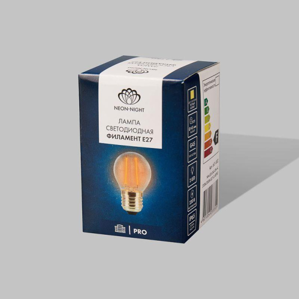 Ретро-лампа Filament G45 E27 2Вт тепл. бел. 3000К 230В Neon-Night 601-802