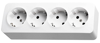 Розетка 4-м ОП 16А IP20 с заземл. защ. шторки бел. Jasmart FS5508W