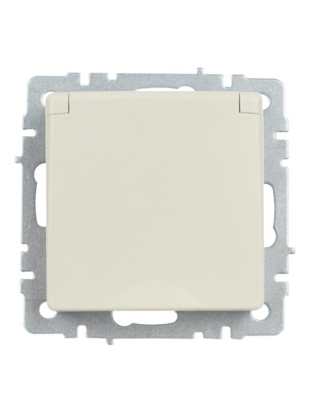 Розетка BRITE РСбш10-3-44-БрКр 16А IP44 с заземл. защ. шторки с крышкой механизм беж. IEK BR-R16-16-44-K10