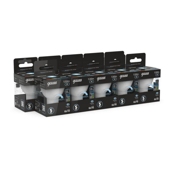 Лампа светодиодная Black 5Вт MR16 софит 4100К нейтр. бел. GU10 530лм диммир. GAUSS 101506205-D