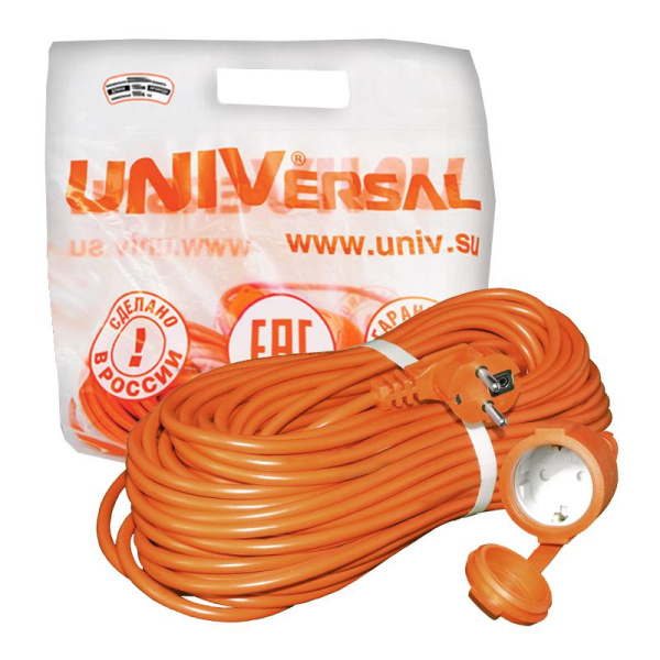 Удлинитель-шнур 1х50м с заземл. 16А IP54 УШ-16 ПВС 3х1 с защ. крышкой UNIVersal 9632808