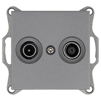 Розетка телевизионная проходная TV + FM 2-м Ф9.5мм механизм алюм. Jasmart G6205S
