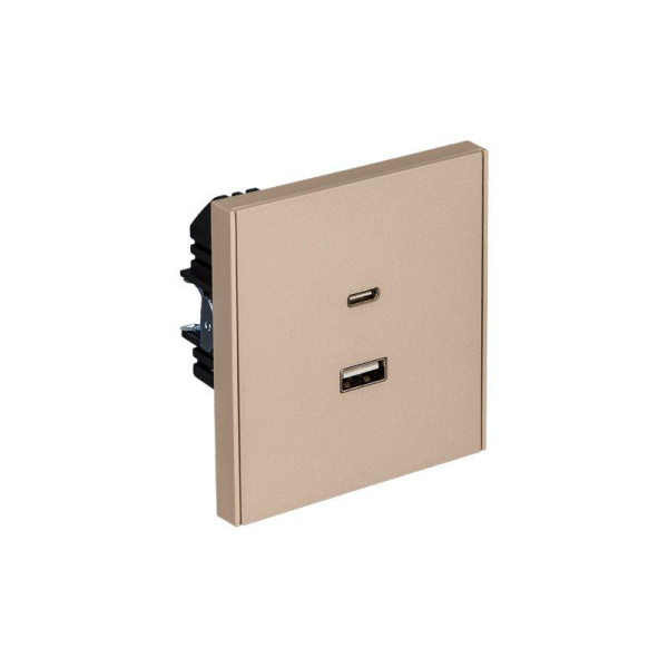 Розетка STRONG USB-A+Type-C 3А с функцией быстрой зарядки шелк Kranz KR-78-0734-8