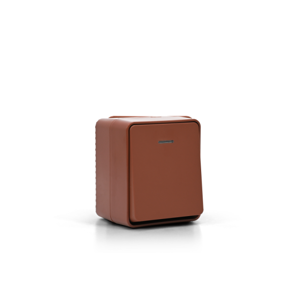 Выключатель 1-кл. ОП AtlasDesign PROFI IP54 10AX с подсветкой терракот. SE ATN547013