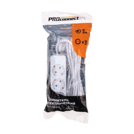 Удлинитель 3х5м с заземл. 3х0.75 бел. PROCONNECT 13-4210