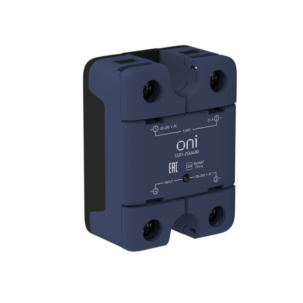 Реле твердотельное SSR1 25А 90-280В AC 48-480В AC ONI SSR1-25AA480