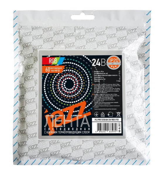 Лента светодиодная PLS 5050/60 RGB разноцвет. 24В IP20 (уп.5м) JazzWay 5033979
