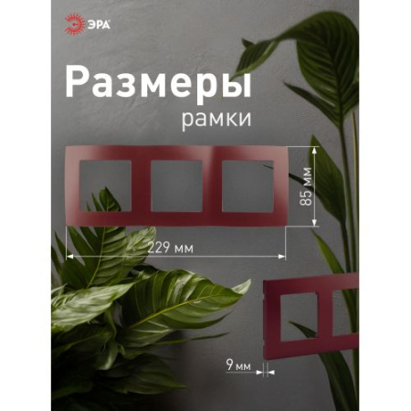 Рамка 3-м 12-5003-25 бордо ЭРА Б0019408